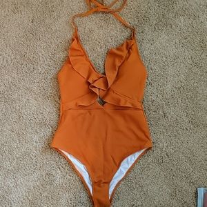 Cupshe Orange Halter Padding One-piece swimsuit